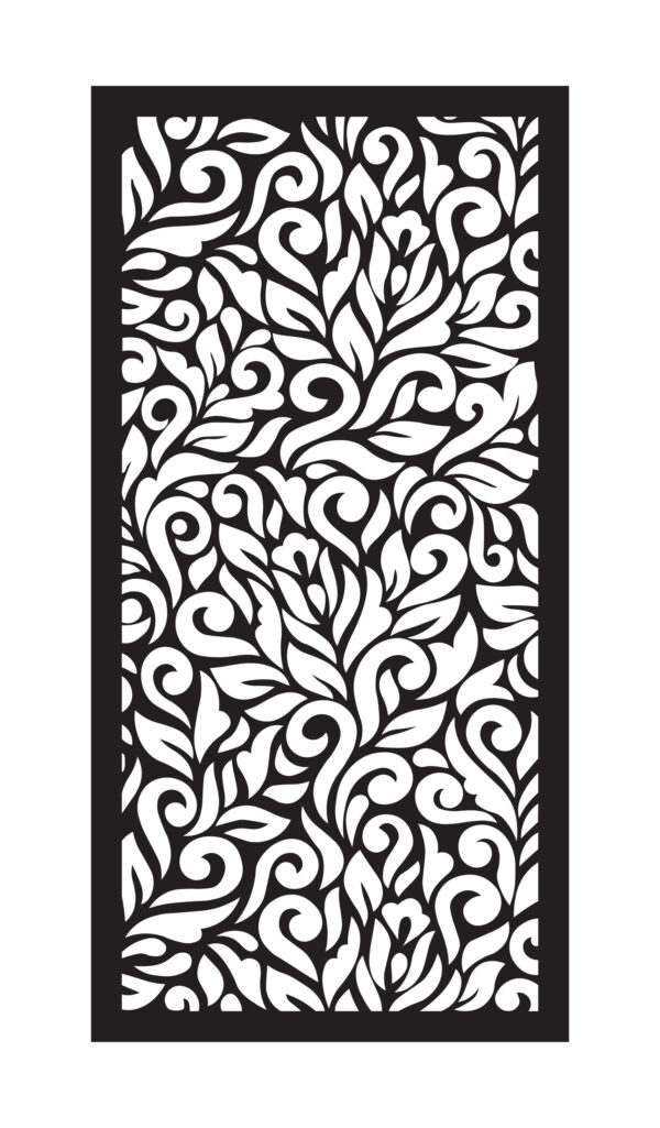 ბოტანიკური ფოთლების დეკორატიული ტიხარი LS 0037 – ლაზერული ჭრა, CNC დამუშავება, კედლის პანელი